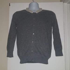 Zara Knit Angora Pearl Neckline Cardigan Sweater